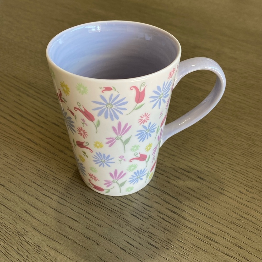 Starbucks 2006 Floral Pastel Print Coffee Tea Mug Cup 13 oz